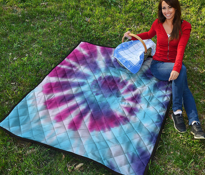 Blue And Purple Spiral Tie Dye Print Quilt