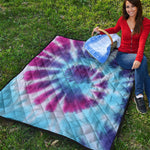 Blue And Purple Spiral Tie Dye Print Quilt