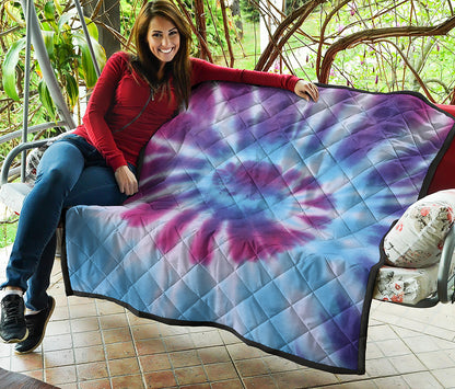 Blue And Purple Spiral Tie Dye Print Quilt