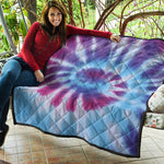 Blue And Purple Spiral Tie Dye Print Quilt