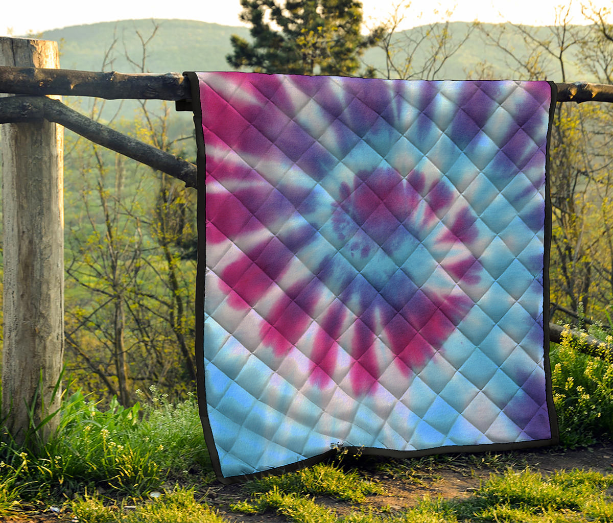 Blue And Purple Spiral Tie Dye Print Quilt