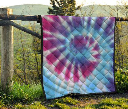 Blue And Purple Spiral Tie Dye Print Quilt