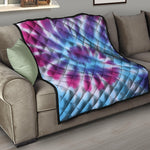 Blue And Purple Spiral Tie Dye Print Quilt