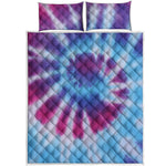 Blue And Purple Spiral Tie Dye Print Quilt Bed Set