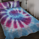 Blue And Purple Spiral Tie Dye Print Quilt Bed Set
