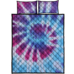 Blue And Purple Spiral Tie Dye Print Quilt Bed Set