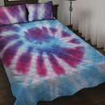 Blue And Purple Spiral Tie Dye Print Quilt Bed Set