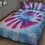 Blue And Purple Spiral Tie Dye Print Quilt Bed Set
