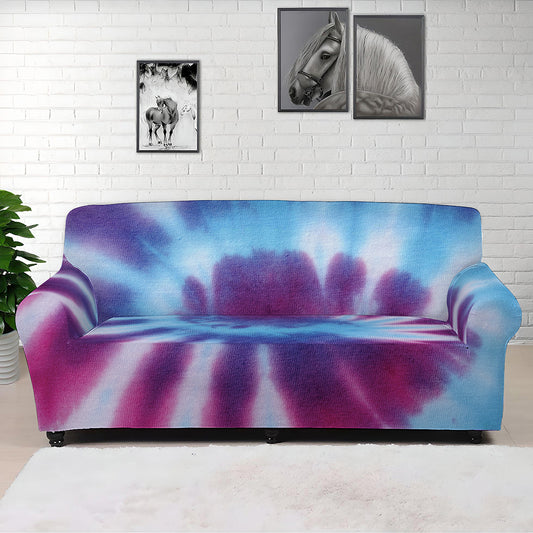 Blue And Purple Spiral Tie Dye Print Sofa Cover
