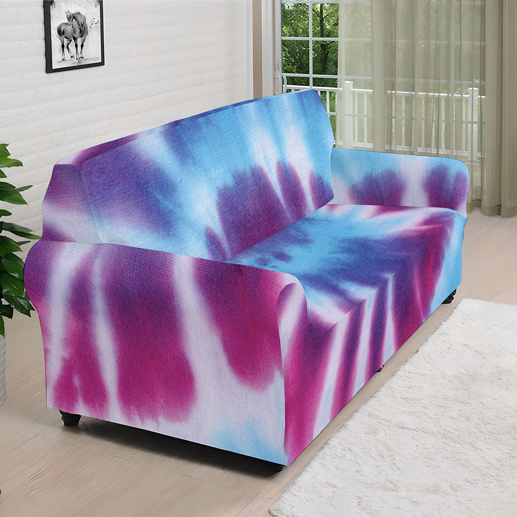 Blue And Purple Spiral Tie Dye Print Sofa Cover