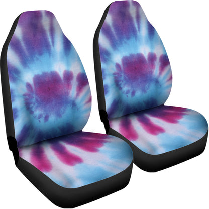 Blue And Purple Spiral Tie Dye Print Universal Fit Car Seat Covers