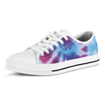 Blue And Purple Spiral Tie Dye Print White Low Top Shoes