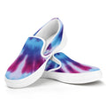 Blue And Purple Spiral Tie Dye Print White Slip On Sneakers