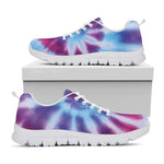 Blue And Purple Spiral Tie Dye Print White Sneakers