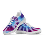 Blue And Purple Spiral Tie Dye Print White Sneakers