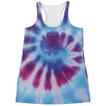 Blue And Purple Spiral Tie Dye Print Women's Racerback Tank Top