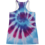 Blue And Purple Spiral Tie Dye Print Women's Racerback Tank Top