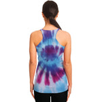 Blue And Purple Spiral Tie Dye Print Women's Racerback Tank Top