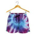 Blue And Purple Spiral Tie Dye Print Women's Shorts