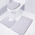 Blue And Purple Tattersall Pattern Print 3 Piece Bath Mat Set