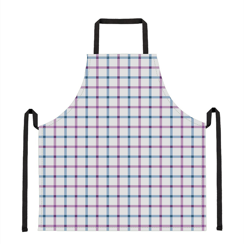 Blue And Purple Tattersall Pattern Print Apron