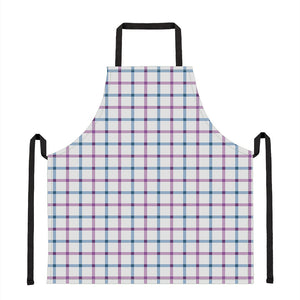 Blue And Purple Tattersall Pattern Print Apron