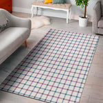 Blue And Purple Tattersall Pattern Print Area Rug