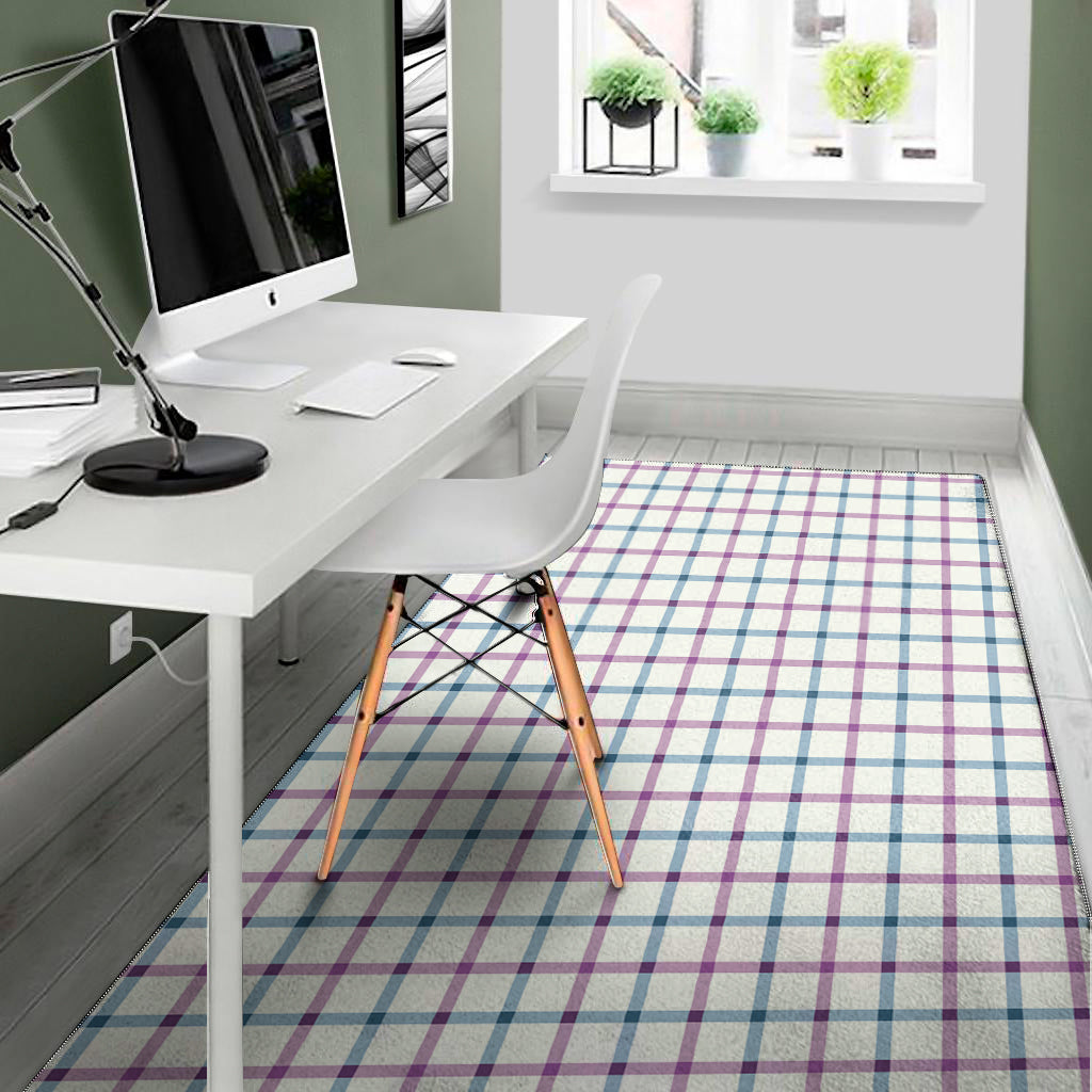 Blue And Purple Tattersall Pattern Print Area Rug