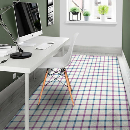 Blue And Purple Tattersall Pattern Print Area Rug