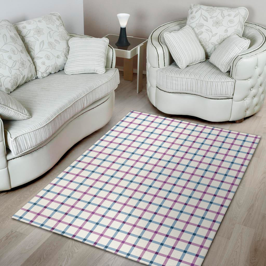 Blue And Purple Tattersall Pattern Print Area Rug
