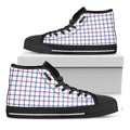 Blue And Purple Tattersall Pattern Print Black High Top Sneakers