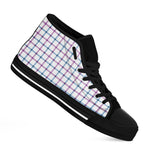 Blue And Purple Tattersall Pattern Print Black High Top Shoes