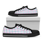 Blue And Purple Tattersall Pattern Print Black Low Top Shoes