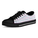 Blue And Purple Tattersall Pattern Print Black Low Top Shoes