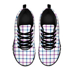 Blue And Purple Tattersall Pattern Print Black Sneakers