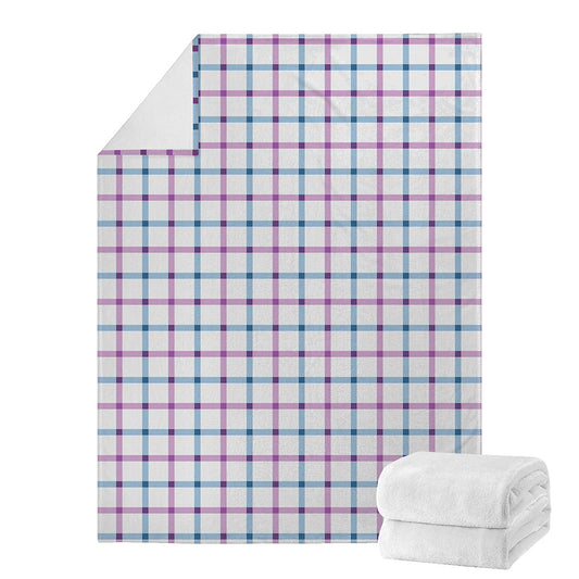Blue And Purple Tattersall Pattern Print Blanket