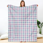 Blue And Purple Tattersall Pattern Print Blanket