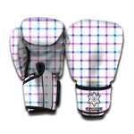Blue And Purple Tattersall Pattern Print Boxing Gloves