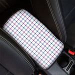 Blue And Purple Tattersall Pattern Print Car Center Console Cover