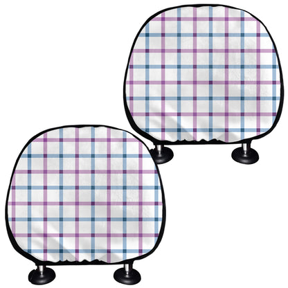 Blue And Purple Tattersall Pattern Print Car Headrest Covers
