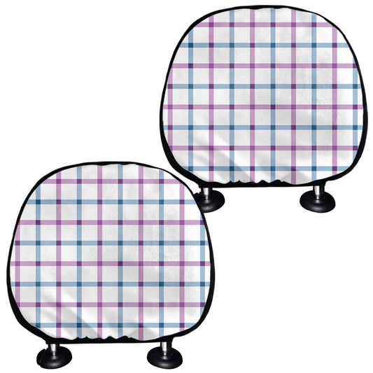 Blue And Purple Tattersall Pattern Print Car Headrest Covers