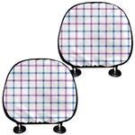 Blue And Purple Tattersall Pattern Print Car Headrest Covers