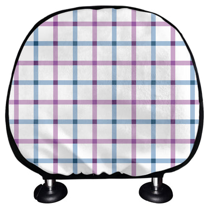 Blue And Purple Tattersall Pattern Print Car Headrest Covers