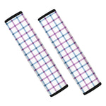 Blue And Purple Tattersall Pattern Print Car Seat Belt Covers