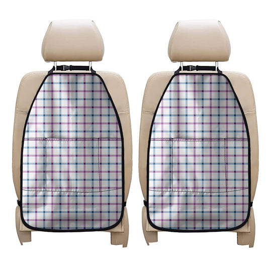 Blue And Purple Tattersall Pattern Print Car Seat Organizers