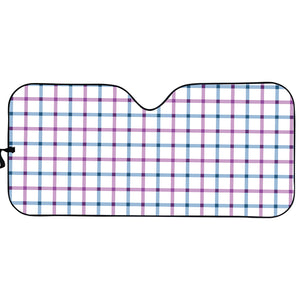 Blue And Purple Tattersall Pattern Print Car Sun Shade