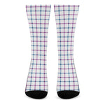 Blue And Purple Tattersall Pattern Print Crew Socks