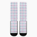 Blue And Purple Tattersall Pattern Print Crew Socks