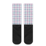 Blue And Purple Tattersall Pattern Print Crew Socks