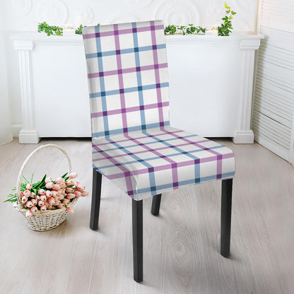 Blue And Purple Tattersall Pattern Print Dining Chair Slipcover